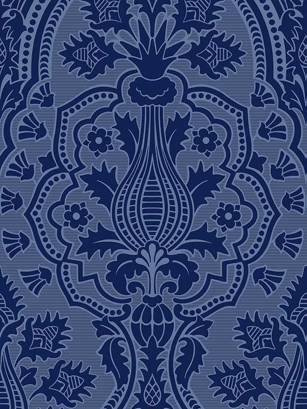 Pugin Palace Flock fabric in dark hyacinth color - pattern number 116/9033.CS.0 - by Cole and Son in the Pearwood collection