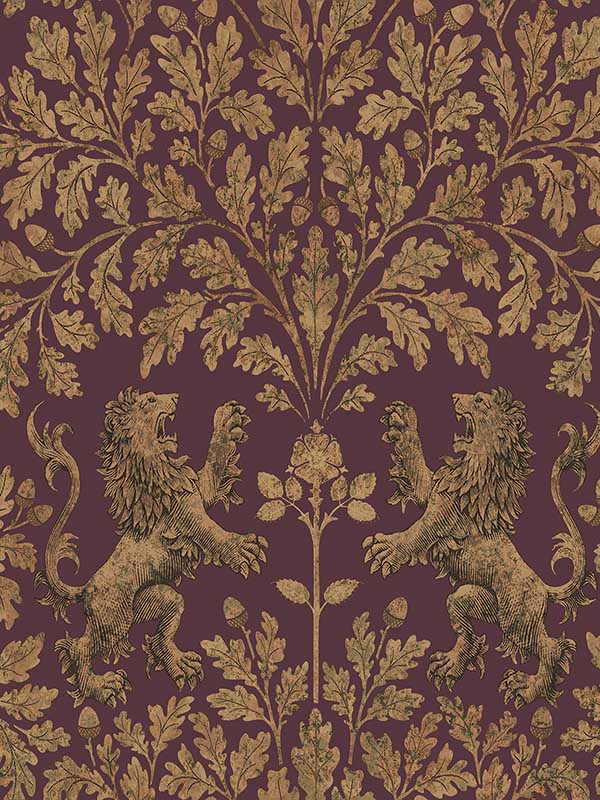 Boscobel Oak wallpaper in gold claret color - pattern number 116/10038.CS.0 - by Cole and Son in the Pearwood collection