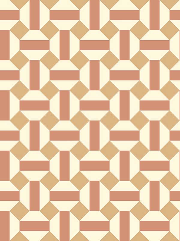 Alicatado wallpaper in terracotta on parchment color - pattern number 117/12039.CS.0 - by Cole and Son in the Seville collection