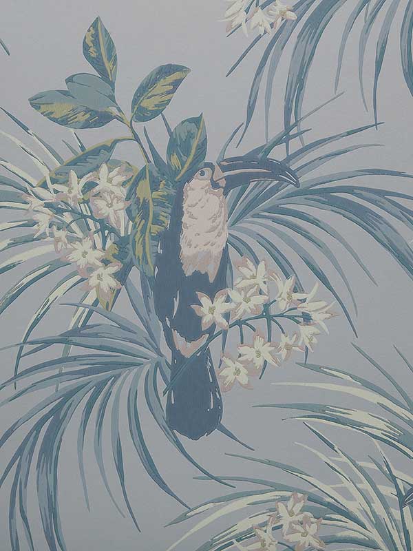 Le Toucan fabric in 01 pale blue color - pattern number 190713501 - by Maxwell in the Elodie collection