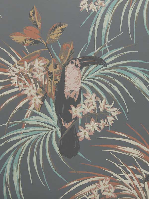 Le Toucan fabric in 05 charcoal color - pattern number 190713505 - by Maxwell in the Elodie collection