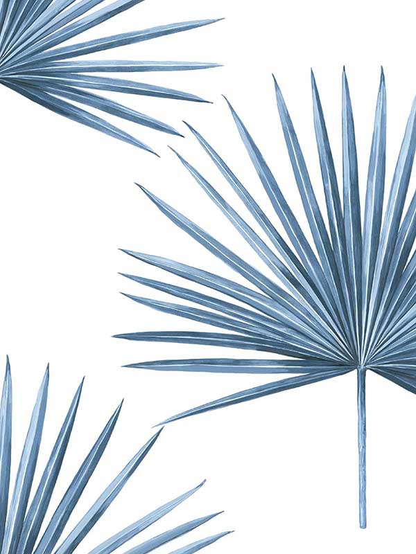 Pacific Palm Peel and Stick wallpaper in coastal blue color - pattern number HG10402 - by NextWall in the Peel and Stick Wallpaper by Harry and Grace 2 collection