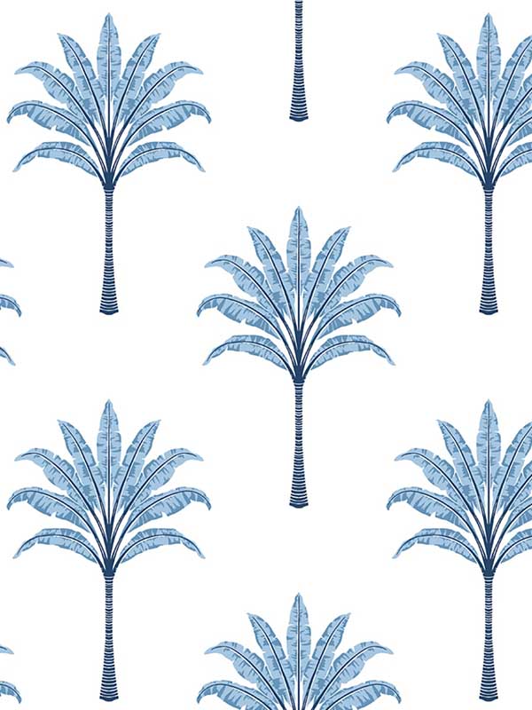 Montgomery Palm Peel and Stick wallpaper in blue lake color - pattern number HG10702 - by NextWall in the Peel and Stick Wallpaper by Harry and Grace 2 collection