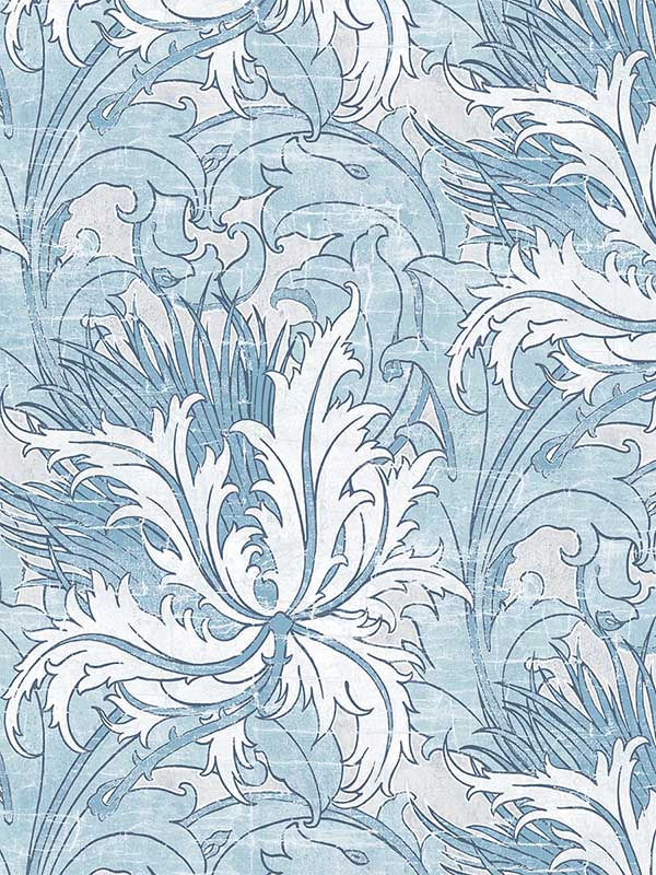 Floral Folly Peel and Stick wallpaper in blue waterfall color - pattern number NW50702 - by NextWall in the Peel and Stick Wallpaper by Nextwall collection