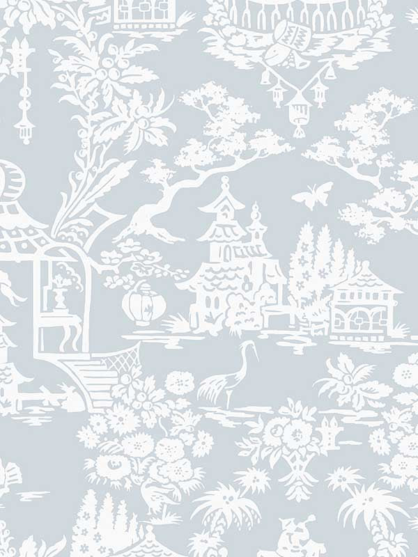 Garden Chinoiserie Peel and Stick wallpaper in blue dusk color - pattern number NW51202 - by NextWall in the Peel and Stick Wallpaper by Nextwall collection