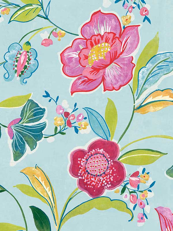 Painterly Floral Peel and Stick fabric in light aqua color - pattern number NW52302 - by NextWall in the Peel and Stick Wallpaper by Nextwall collection