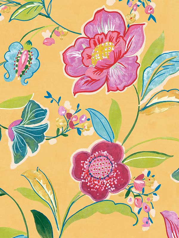 Painterly Floral Peel and Stick fabric in cantaloupe color - pattern number NW52306 - by NextWall in the Peel and Stick Wallpaper by Nextwall collection