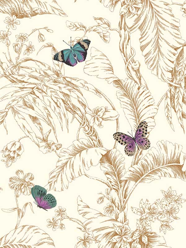 Papillon fabric in gold color - pattern number AF2028 - by York in the Toiles Resource Library collection