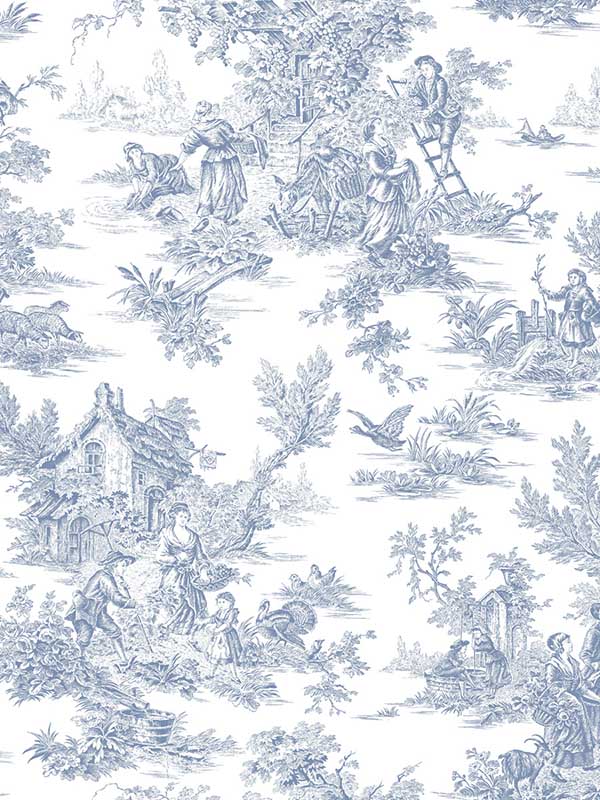 Campagne Toile fabric in blue and white color - pattern number AT4229 - by York in the Toiles Resource Library collection