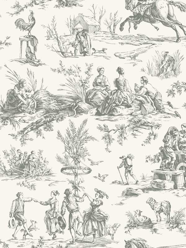 Seasons Toile fabric in grey color - pattern number GR5922 - by York in the Toiles Resource Library collection