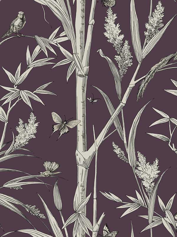 Bambou Toile fabric in burgundy color - pattern number RT7835 - by York in the Toiles Resource Library collection
