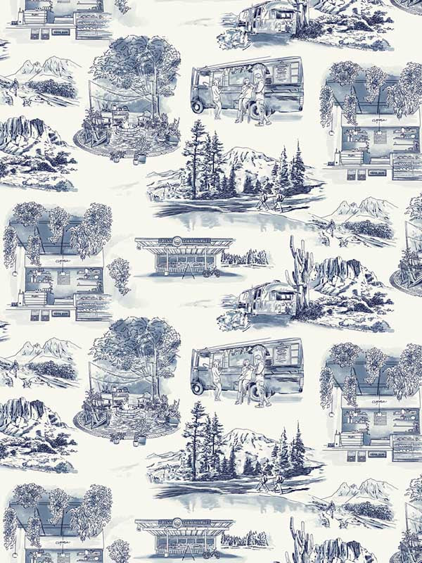 Modern Vista Toile fabric in navy color - pattern number RT7862 - by York in the Toiles Resource Library collection
