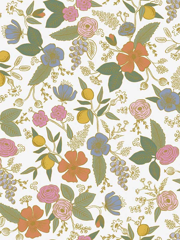 Colette Peel and Stick fabric in rose multicolor color - pattern number PSW1533RL - by Rifle Paper Co in the Rifle Paper Co Third Edition Peel and Stick Wallpaper collection
