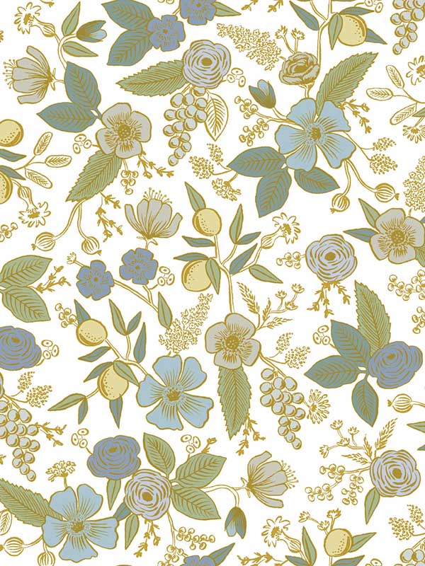 Colette Peel and Stick fabric in blue multicolor color - pattern number PSW1535RL - by Rifle Paper Co in the Rifle Paper Co Third Edition Peel and Stick Wallpaper collection