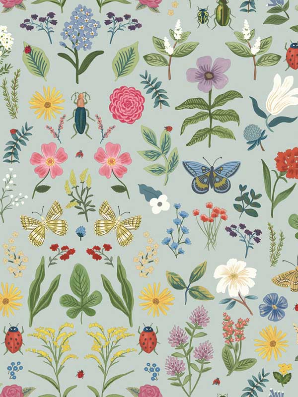 Curio Peel and Stick fabric in mint color - pattern number PSW1540RL - by Rifle Paper Co in the Rifle Paper Co Third Edition Peel and Stick Wallpaper collection
