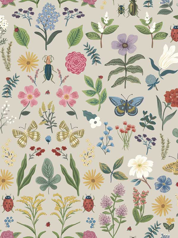 Curio Peel and Stick fabric in linen color - pattern number PSW1541RL - by Rifle Paper Co in the Rifle Paper Co Third Edition Peel and Stick Wallpaper collection