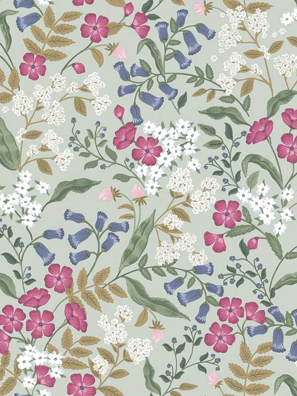 Sweetbrier Peel and Stick fabric in mint color - pattern number PSW1545RL - by Rifle Paper Co in the Rifle Paper Co Third Edition Peel and Stick Wallpaper collection