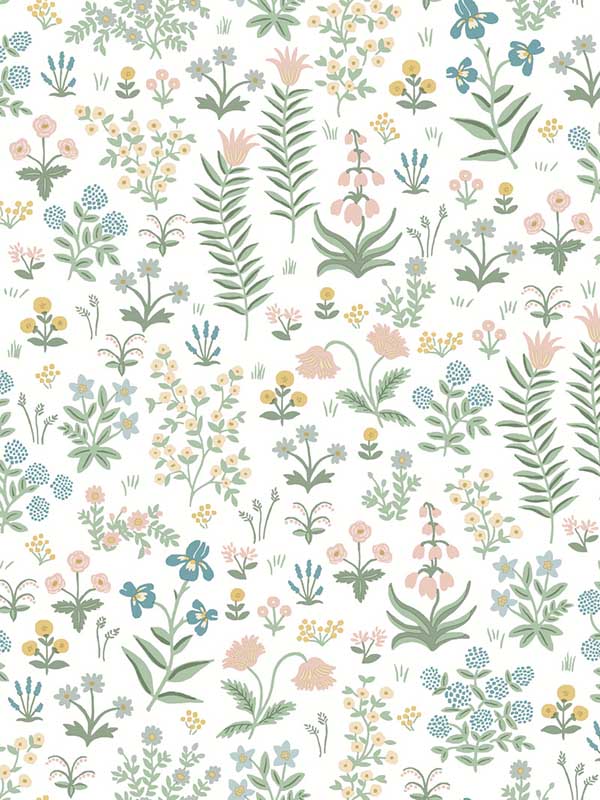 Menagerie Garden Peel and Stick fabric in blush multicolor color - pattern number PSW1550RL - by Rifle Paper Co in the Rifle Paper Co Third Edition Peel and Stick Wallpaper collection