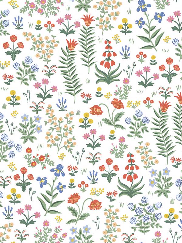 Menagerie Garden Peel and Stick fabric in rose multicolor color - pattern number PSW1552RL - by Rifle Paper Co in the Rifle Paper Co Third Edition Peel and Stick Wallpaper collection