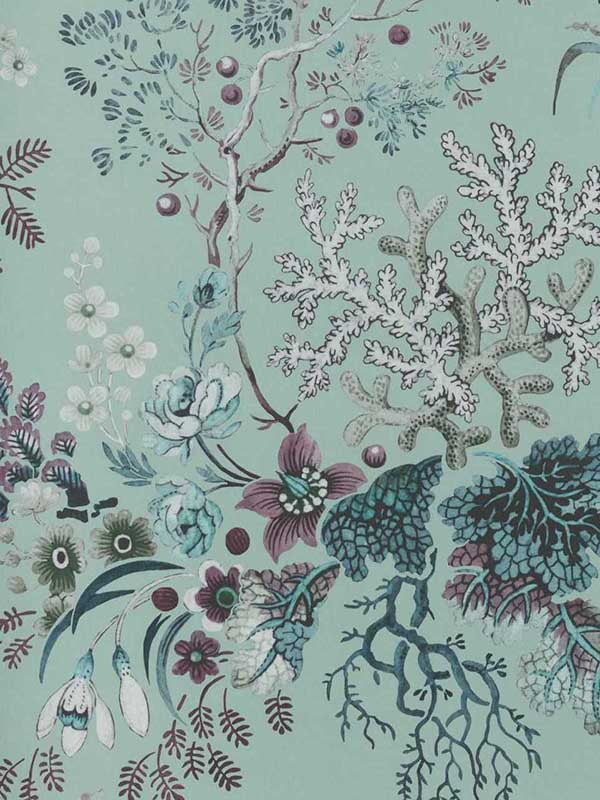 Kilburns Coral fabric in 02 mist color - pattern number 231116602 - by Maxwell in the V and A Decorative Papers collection
