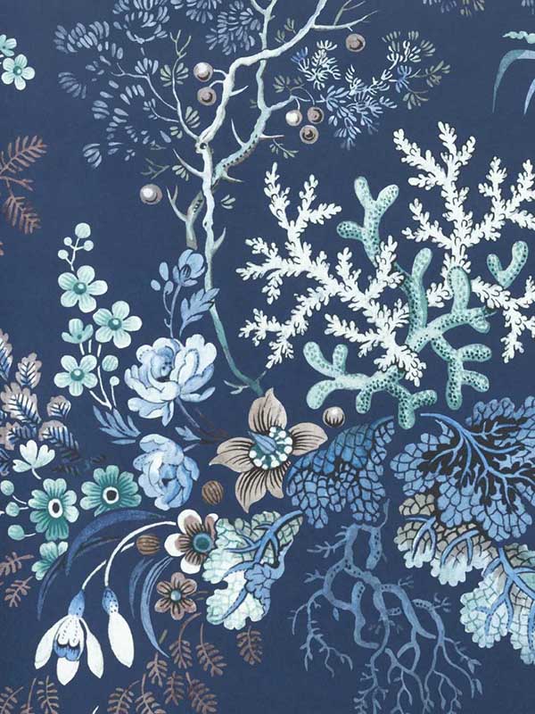 Kilburns Coral fabric in 03 ocean blue color - pattern number 231116603 - by Maxwell in the V and A Decorative Papers collection