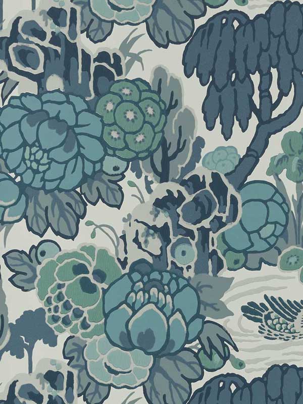 Mandarin Garden fabric in 01 mist color - pattern number 231116901 - by Maxwell in the V and A Decorative Papers collection
