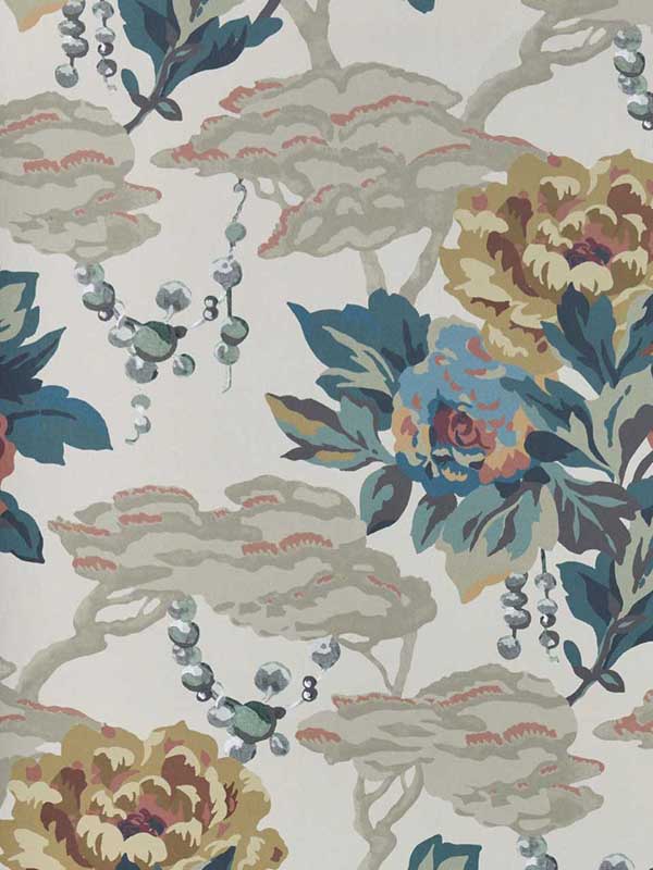 Paeonia fabric in 01 warm sand color - pattern number 231117001 - by Maxwell in the V and A Decorative Papers collection