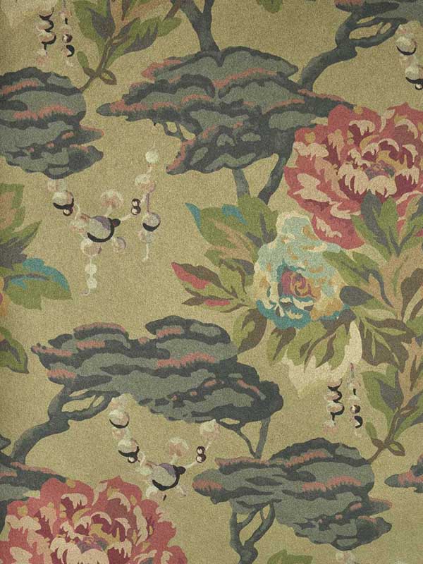 Paeonia fabric in 03 lacquer color - pattern number 231117003 - by Maxwell in the V and A Decorative Papers collection