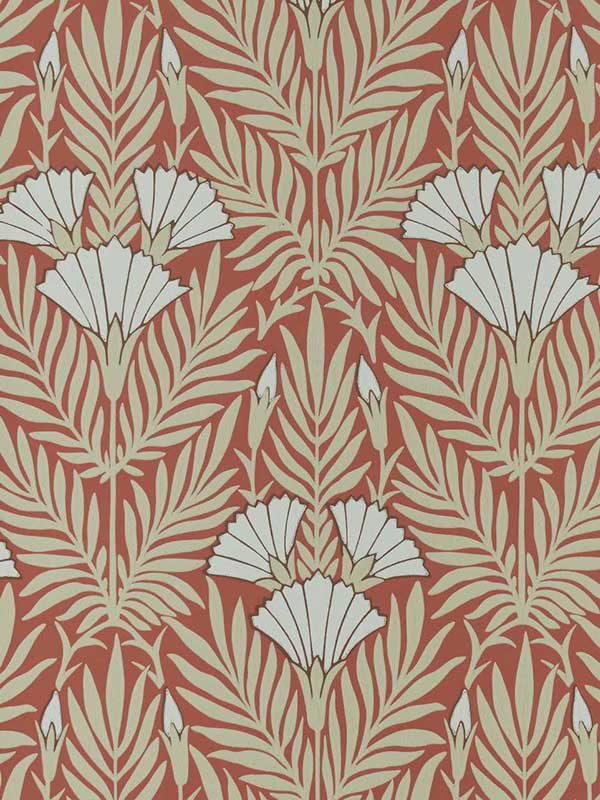 Floral Fanfare fabric in 02 coral color - pattern number 231117102 - by Maxwell in the V and A Decorative Papers collection