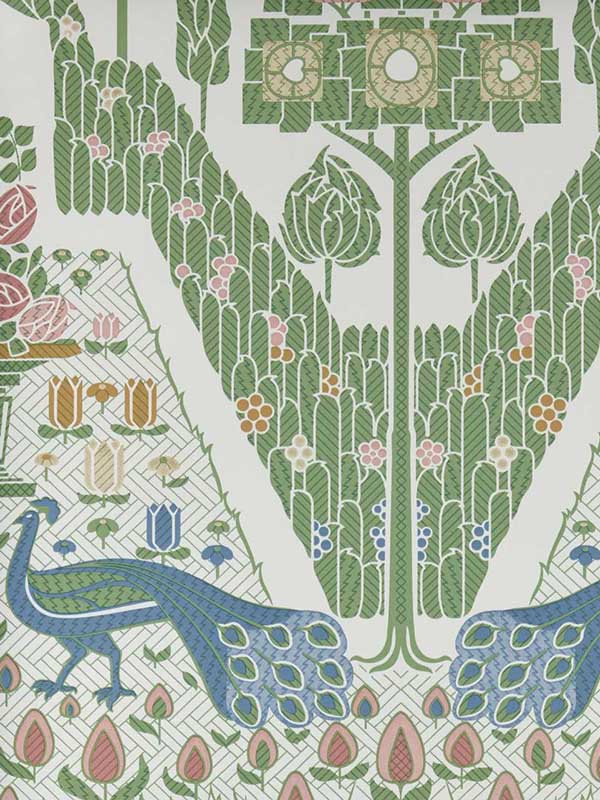 Peacock Topiary fabric in 02 fern color - pattern number 231117202 - by Maxwell in the V and A Decorative Papers collection