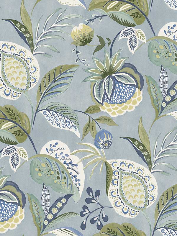 Bohemian Jacobean fabric in blue color - pattern number 3125-72300 - by Chesapeake in the Kinfolk collection