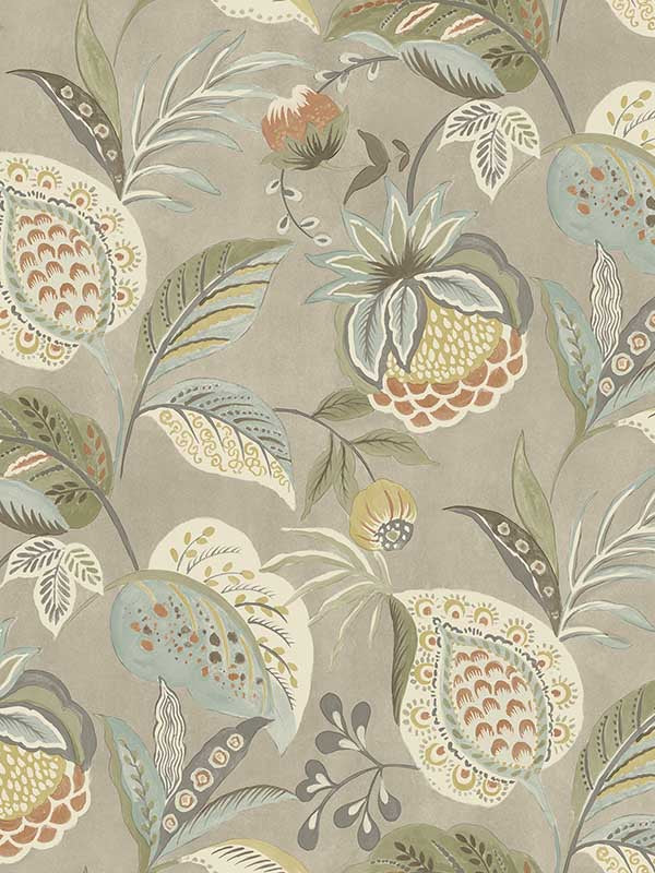 Bohemian Jacobean fabric in taupe color - pattern number 3125-72301 - by Chesapeake in the Kinfolk collection