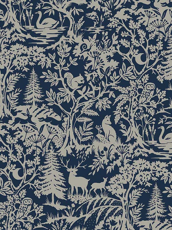Alrick Forest Venture fabric in navy color - pattern number 3125-72324 - by Chesapeake in the Kinfolk collection