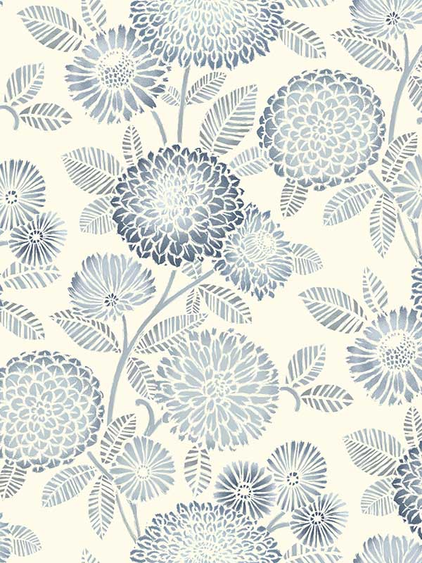 Zalipie Floral Trail wallpaper in blue color - pattern number 3125-72328 - by Chesapeake in the Kinfolk collection