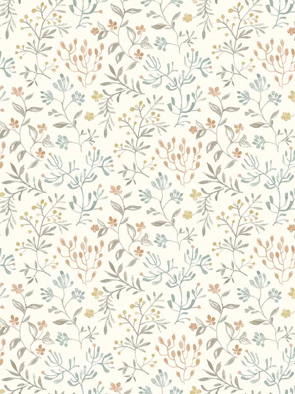 Tarragon Dainty Meadow wallpaper in pastel color - pattern number 3125-72353 - by Chesapeake in the Kinfolk collection