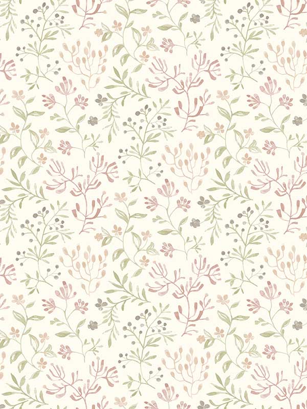 Tarragon Dainty Meadow wallpaper in blush color - pattern number 3125-72355 - by Chesapeake in the Kinfolk collection
