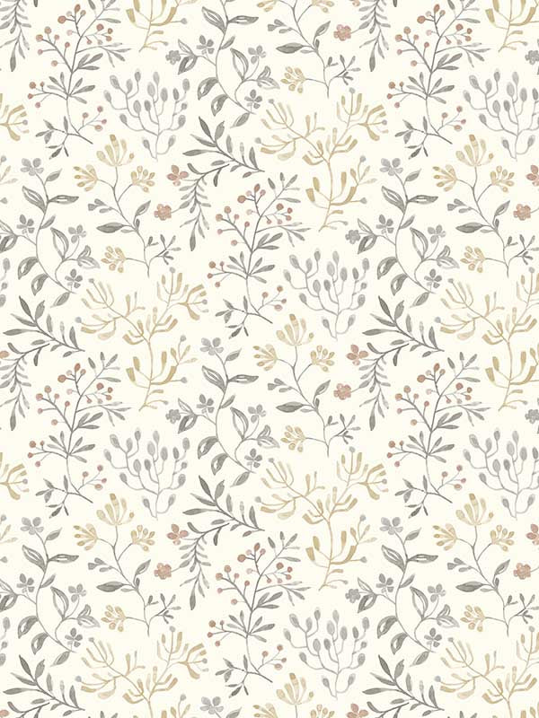 Tarragon Dainty Meadow wallpaper in grey color - pattern number 3125-72356 - by Chesapeake in the Kinfolk collection