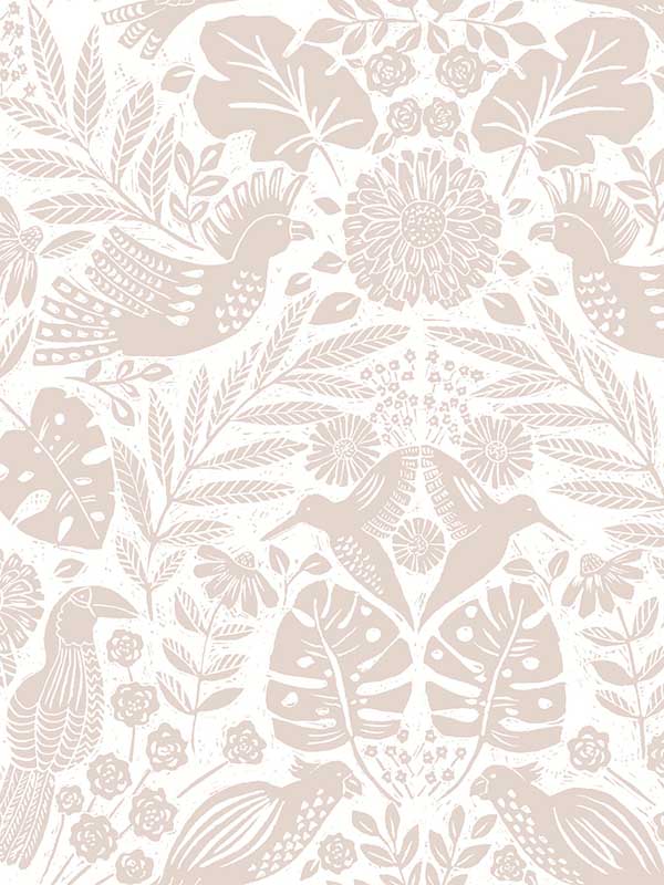 Nestle Bird Block Print fabric in pink color - pattern number 4122-27002 - by A Street Prints in the Terrace collection