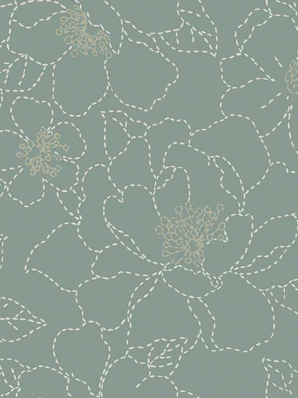 Gardena Embroidered Floral fabric in sea green color - pattern number 4122-27006 - by A Street Prints in the Terrace collection