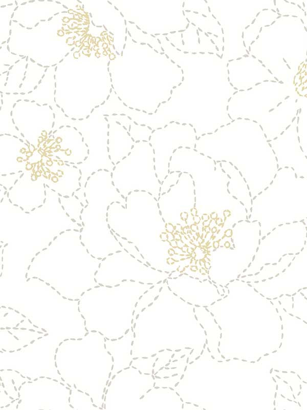 Gardena Embroidered Floral fabric in white color - pattern number 4122-27007 - by A Street Prints in the Terrace collection