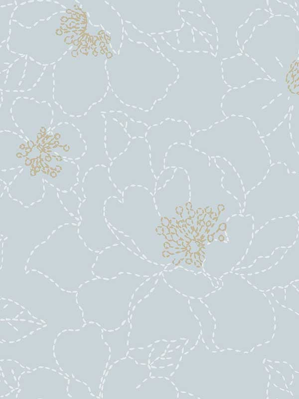 Gardena Embroidered Floral fabric in sky blue color - pattern number 4122-27011 - by A Street Prints in the Terrace collection