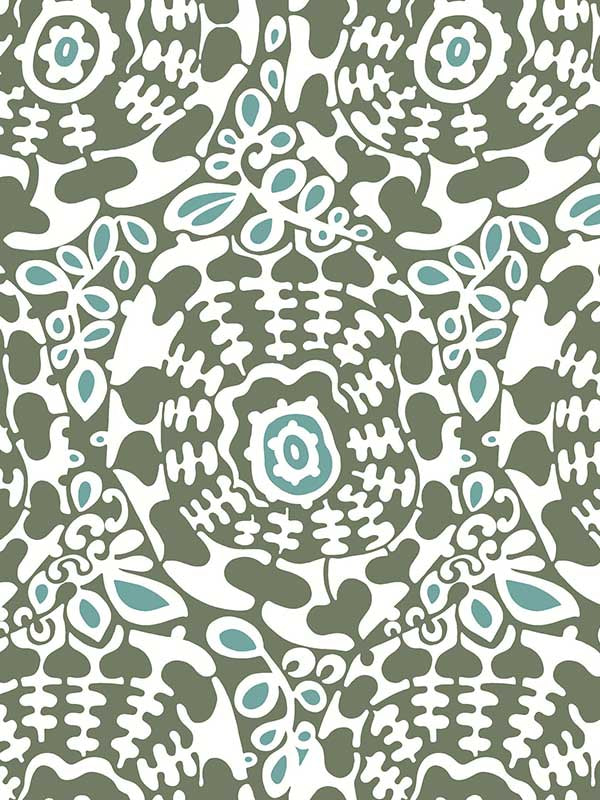 Divine Abstract Medallion wallpaper in green color - pattern number 4122-27040 - by A Street Prints in the Terrace collection
