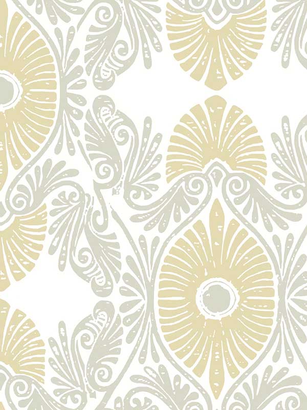Villa Embellished Ogee wallpaper in light yellow color - pattern number 4122-72400 - by A Street Prints in the Terrace collection
