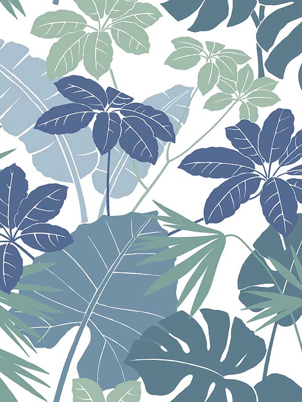Medellin Rainforest Floor wallpaper in blue color - pattern number 4122-72411 - by A Street Prints in the Terrace collection
