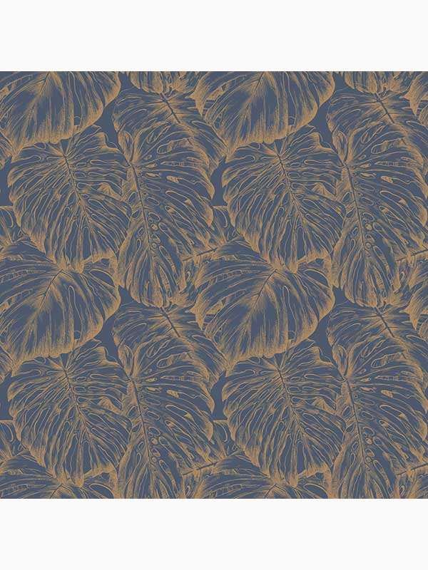 Tropical Leaves Tropical fabric in aegean blue color - pattern number 103768 - by Graham and Brown in the Graham and Brown Collection collection