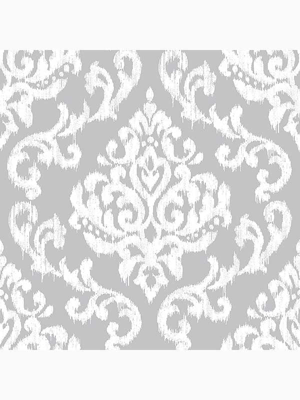 Indian Ink Damask fabric in grey mist color - pattern number 103928 - by Graham and Brown in the Graham and Brown Collection collection