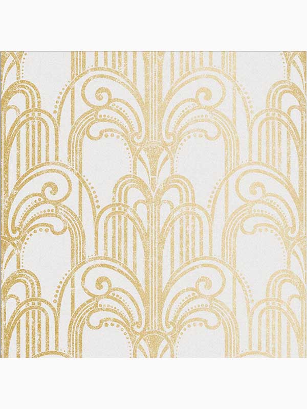Art Deco Geometric fabric in gold and pearl color - pattern number 104296 - by Graham and Brown in the Graham and Brown Collection collection