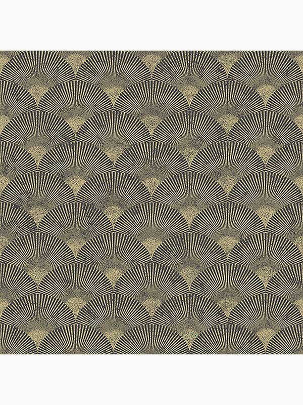 Fan Geometric fabric in black and gold color - pattern number 104303 - by Graham and Brown in the Graham and Brown Collection collection