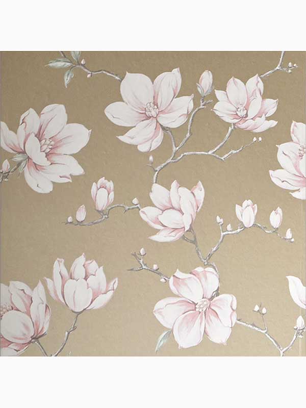 Pierre Floral fabric in pink and gold color - pattern number 104423 - by Graham and Brown in the Graham and Brown Collection collection