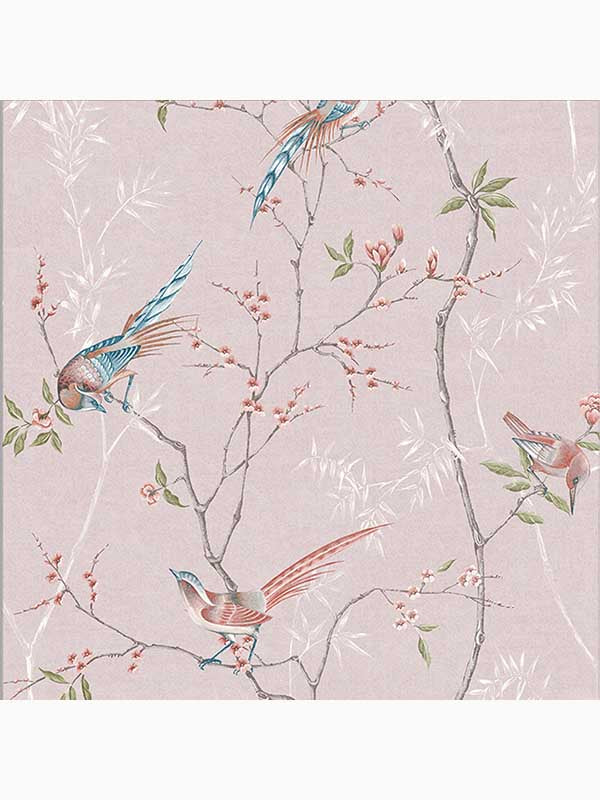 Tori Tropical Birds fabric in blossom pink color - pattern number 105766 - by Graham and Brown in the Graham and Brown Collection collection